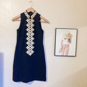 Lilly Pulitzer Calista Dress Navy and Gold in XXS